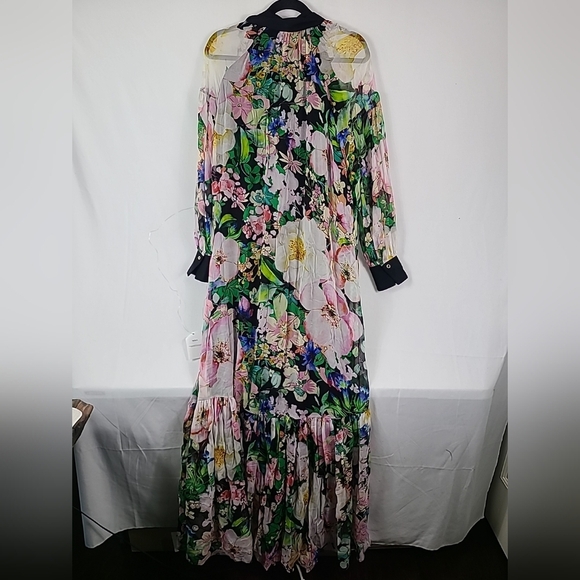 NWT Nissa Scarf-Detail Silk Maxi Dress Multicolor Floral Sz US 4 MSRP $1229 - Picture 13 of 16